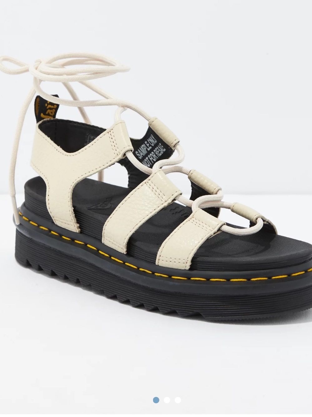 Dr. Martens Nartilla Cream Leather Lug Platform Lace-Up Gladiator Sandal
